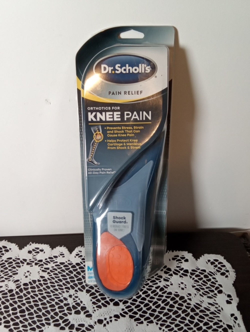 Dr. Scholl's Knee Pain Orthotics - Blue with Orange Shock Guard Mens Size 8-14